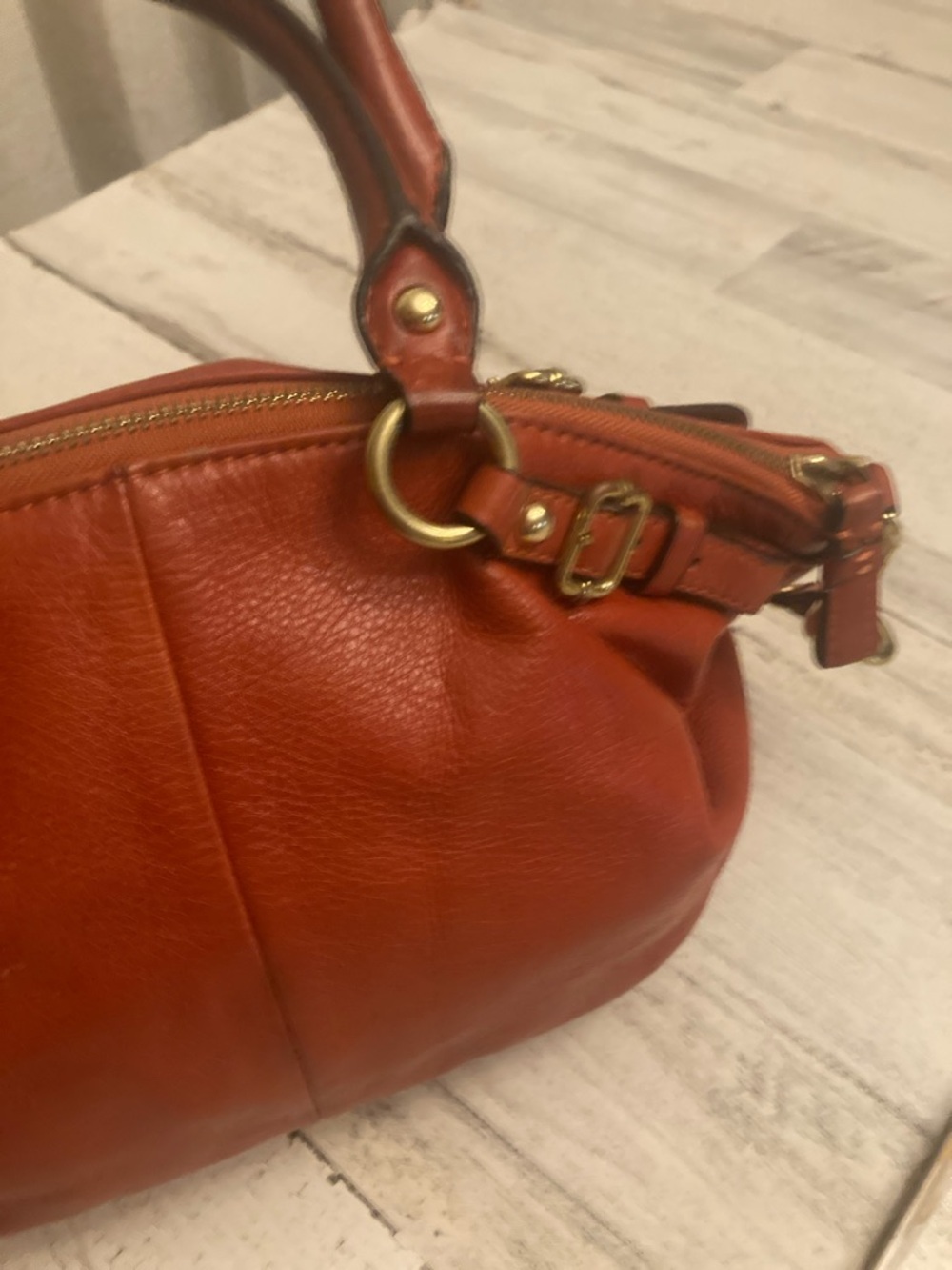 Genuine Coach Madison Lyndsey Vintage Leather 2 WaySatchel Dark Pumpkin Orange - Picture 7 of 15